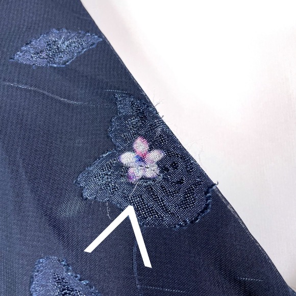 Marchesa Notte Floral Flutter Sleeve Dress Navy Blue V Neck Midi Ruffle Sz 8 - Picture 10 of 10